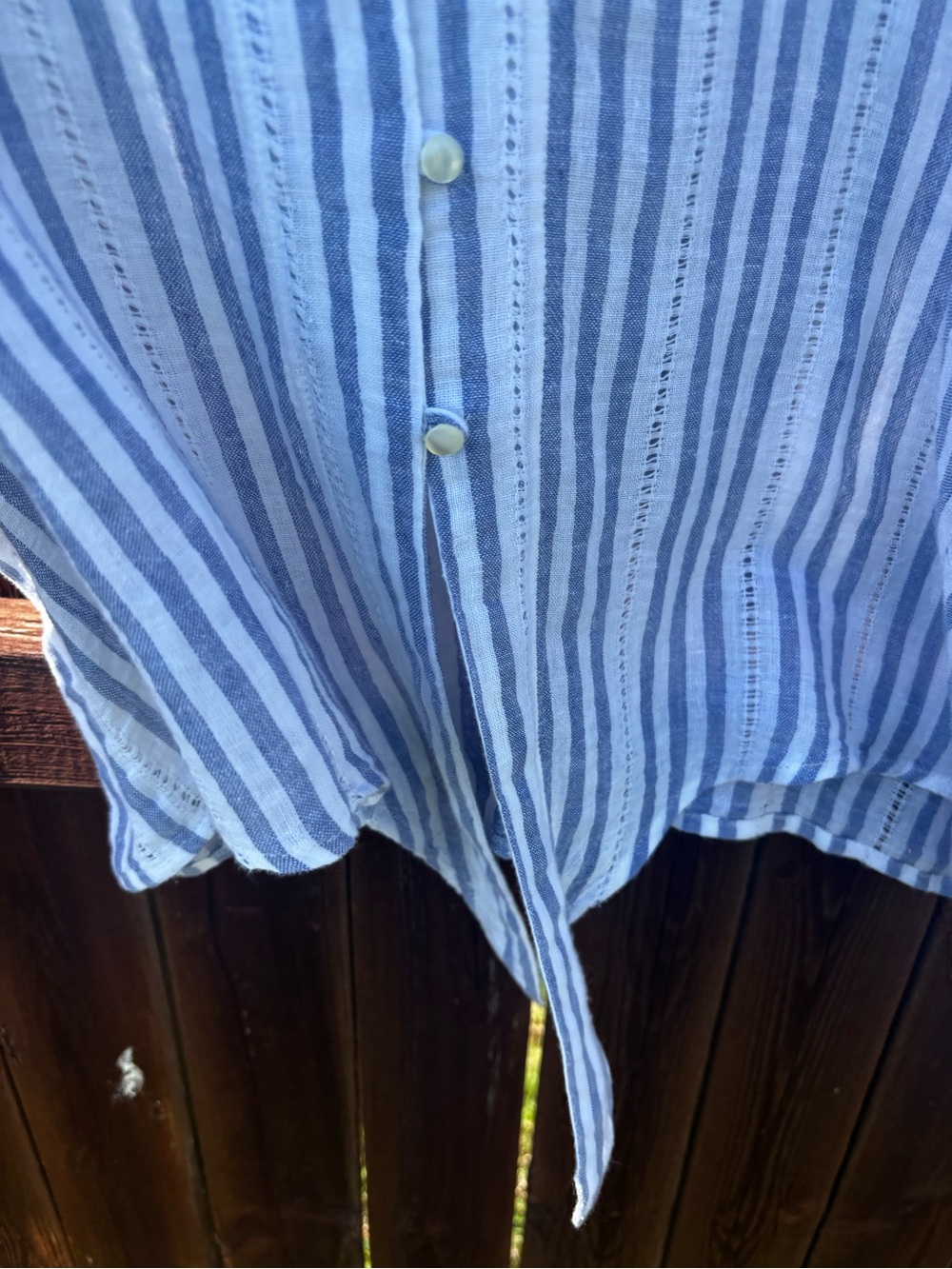 Rails Light Blue and White Striped Button-Front V-Neck Top - Picture 2 of 4